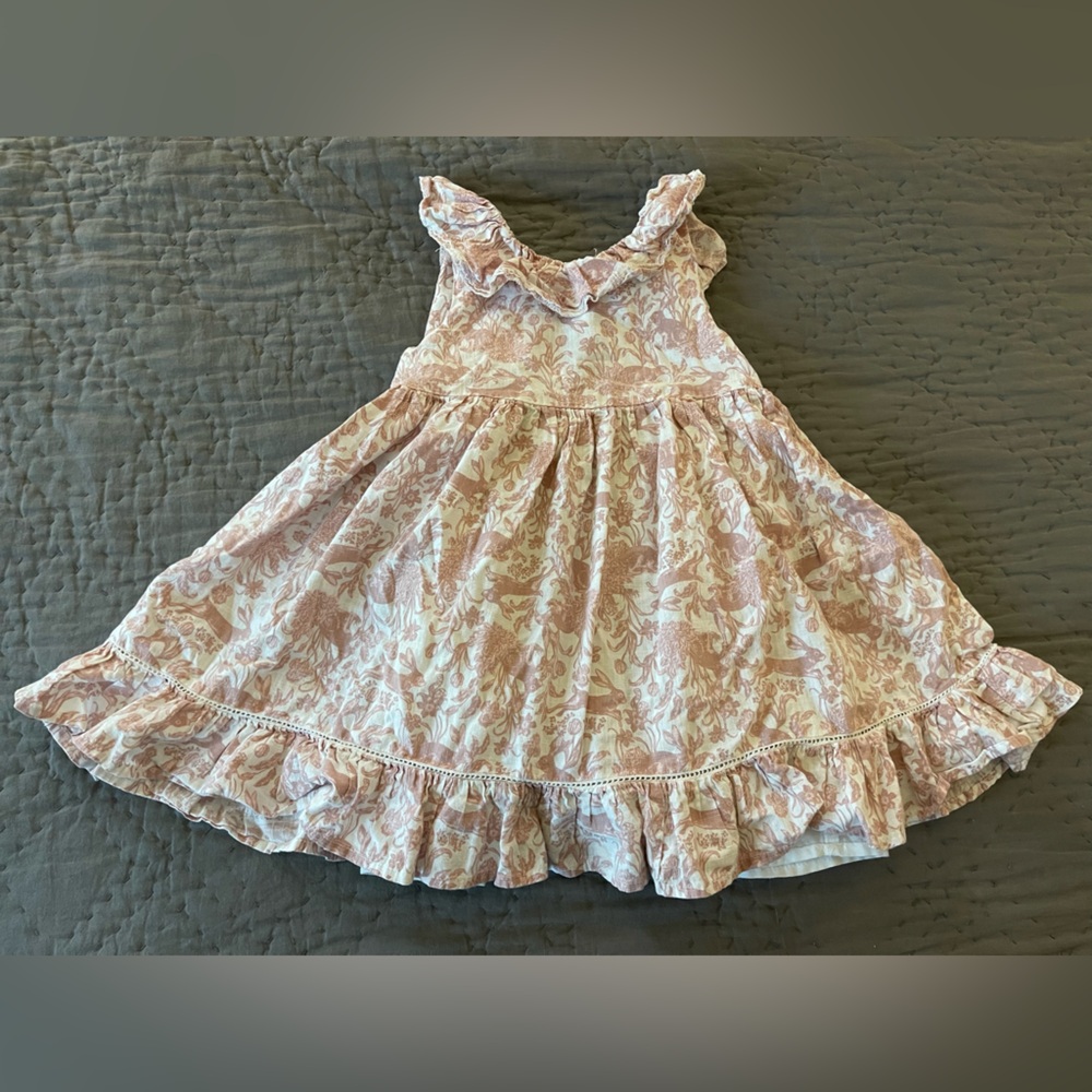 Haute Hippie Kids Pink Bunny Rabbit French Toile Easter Spring Dress Cotton 4T
